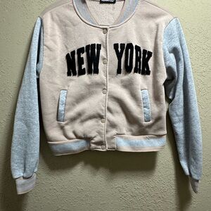 Charlotte Russe Beige and Gray Bomber Jacket